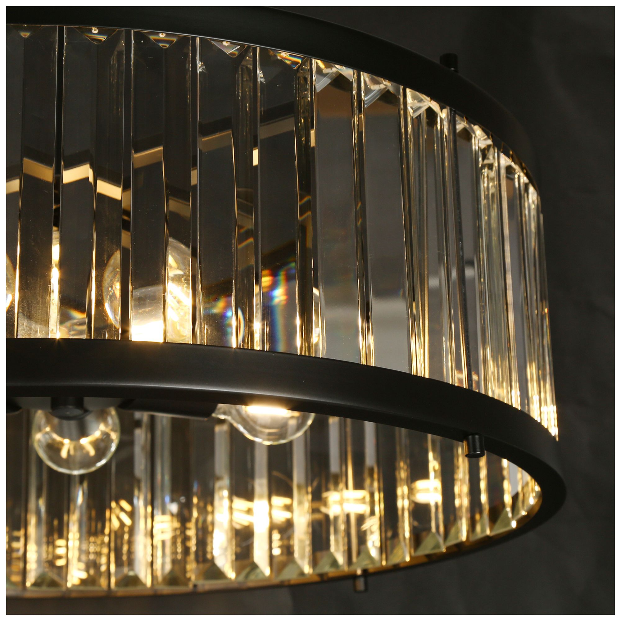 Elvira 6-Light Black Crystal Drum Chandelier