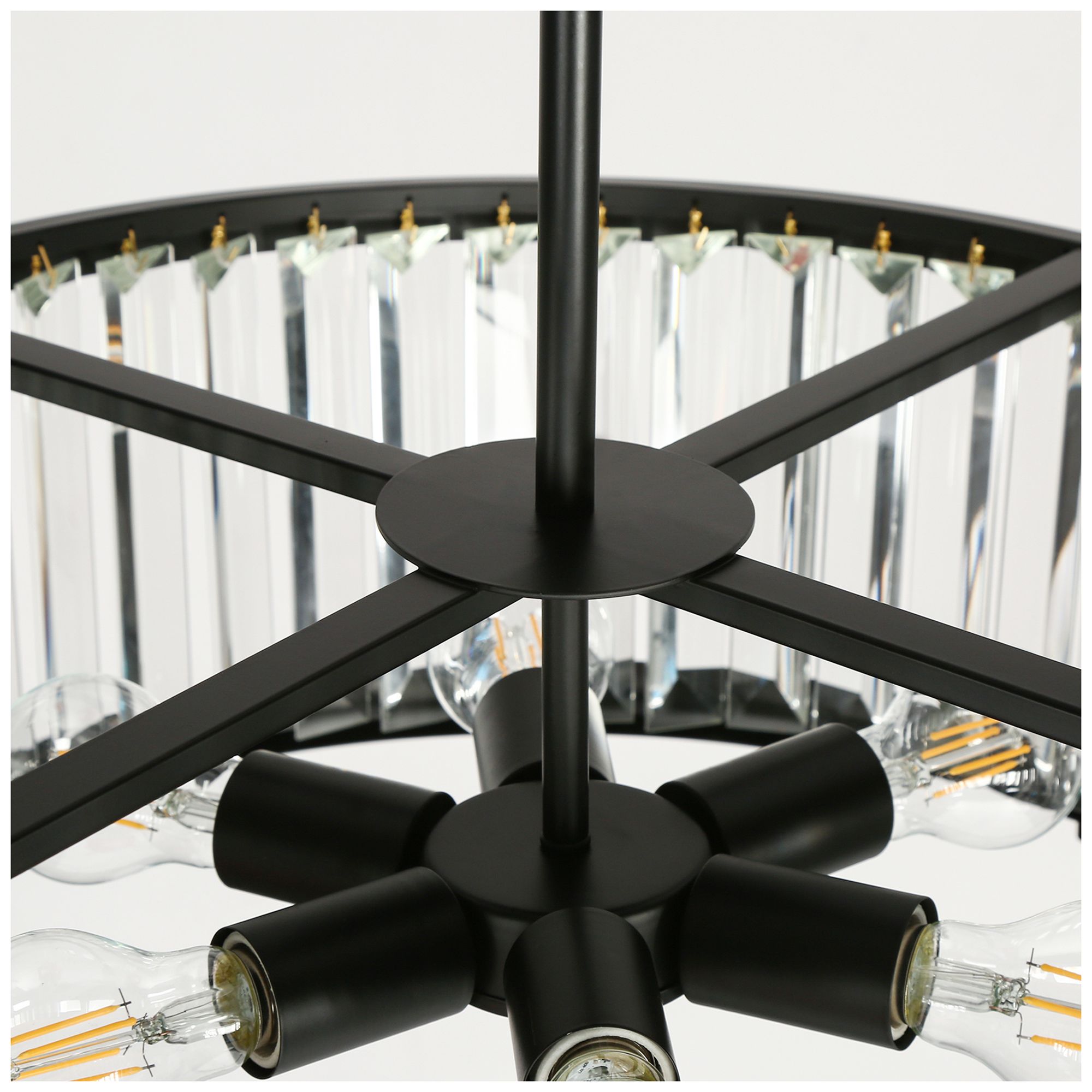 Elvira 6-Light Black Crystal Drum Chandelier