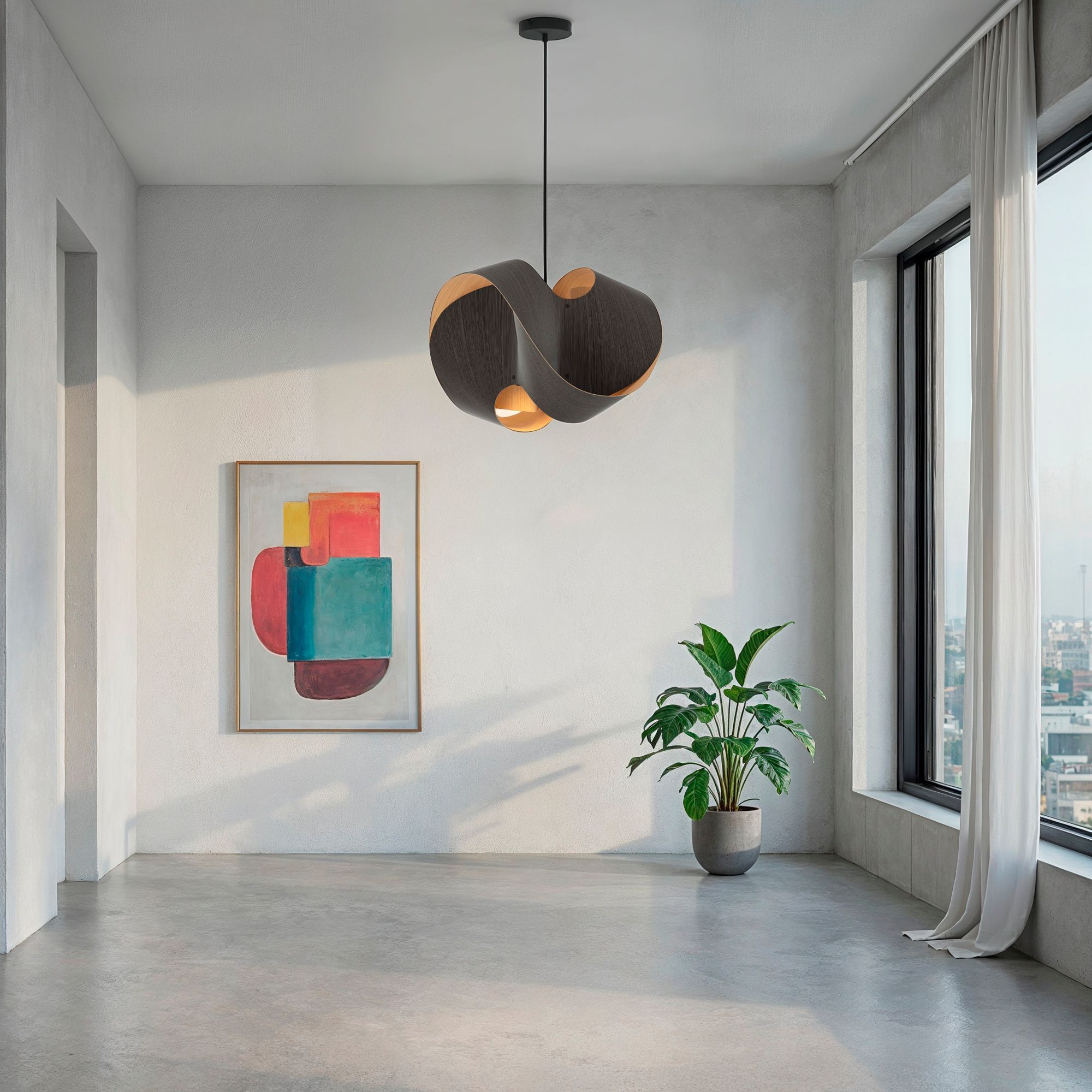 Image 2 Elvira 70 27.5" Wide Modern Ebony Recycled Wood Pendant more views