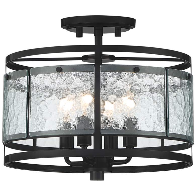 Elwood 13 1/4 inch Wide Black Water Glass Outdoor Ceiling Light