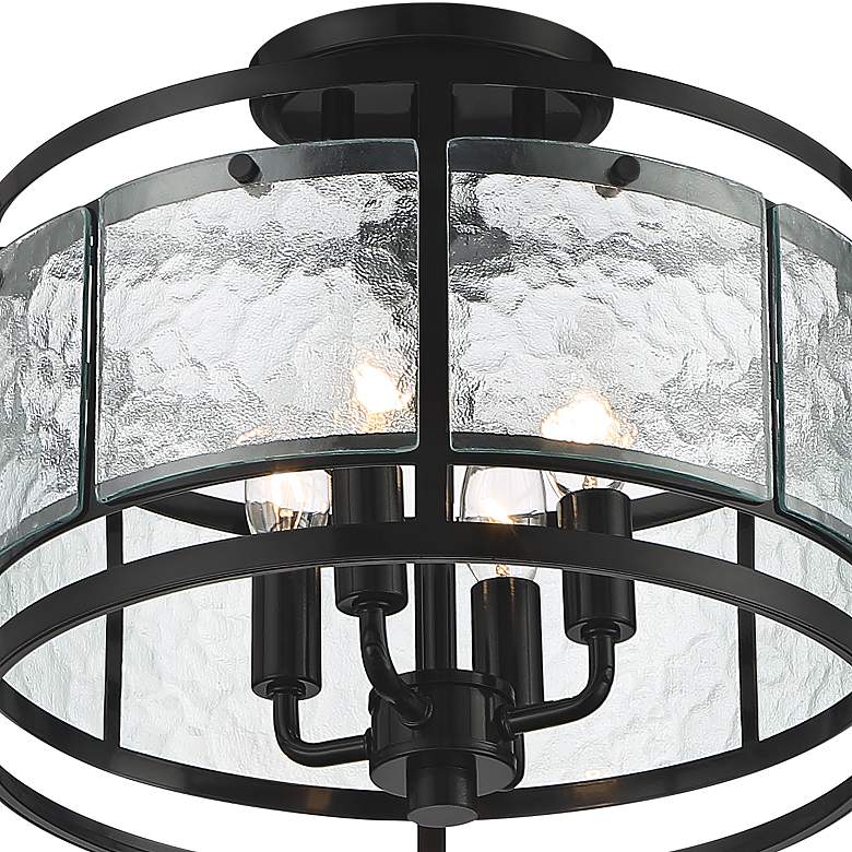 Elwood 13 1/4 inch Wide Black Water Glass Outdoor Ceiling Light more views