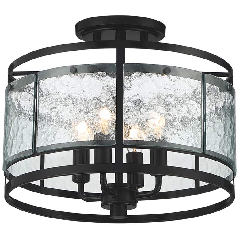 Elwood 13 1/4 inch Wide Black Water Glass Outdoor Ceiling Light more views