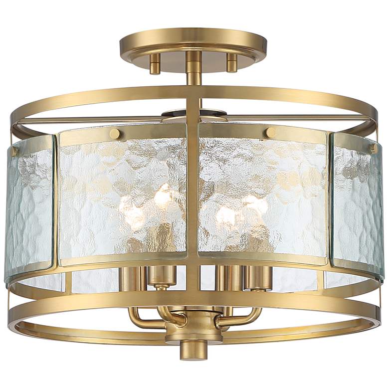Image 2 Elwood 13 inch Wide Gold Metal Water Glass Ceiling Light