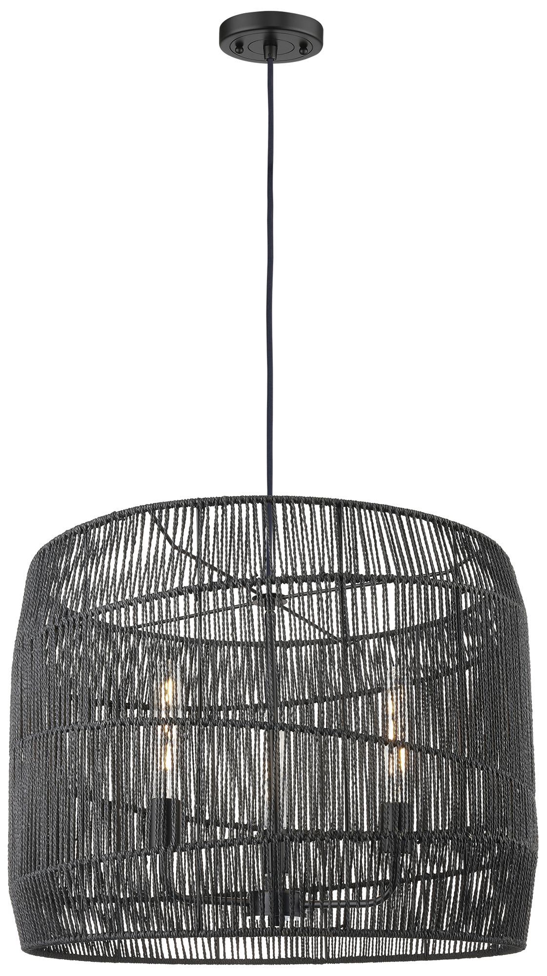 Elwood 24" Wide 3-Light Matte Black Cord Hung Pendant