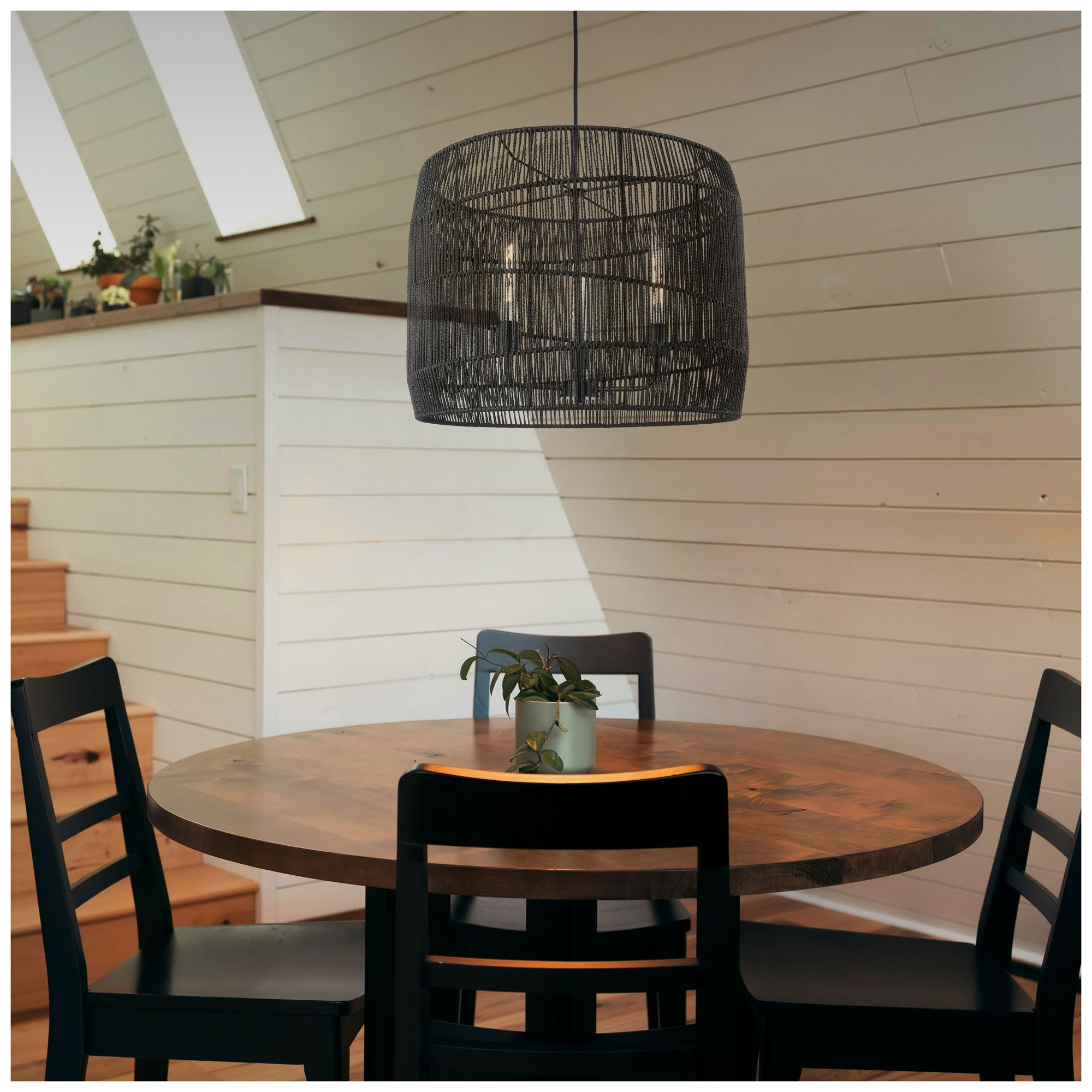 Image 2 Elwood 24" Wide 3-Light Matte Black Cord Hung Pendant more views