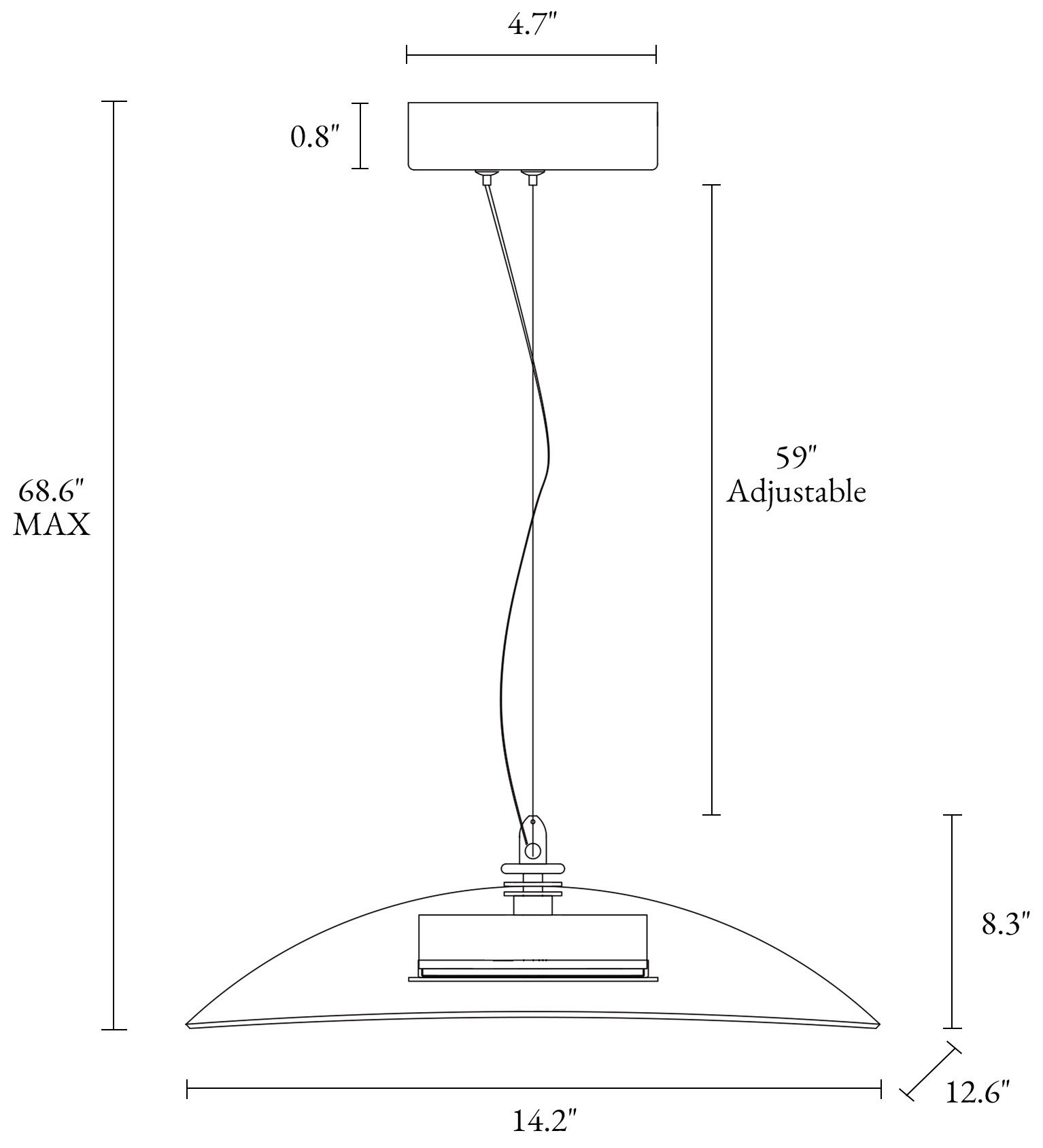 Image 2 Elynamina 14 1/4" Wide Black Nickel LED Pendant light - Made to Order more views