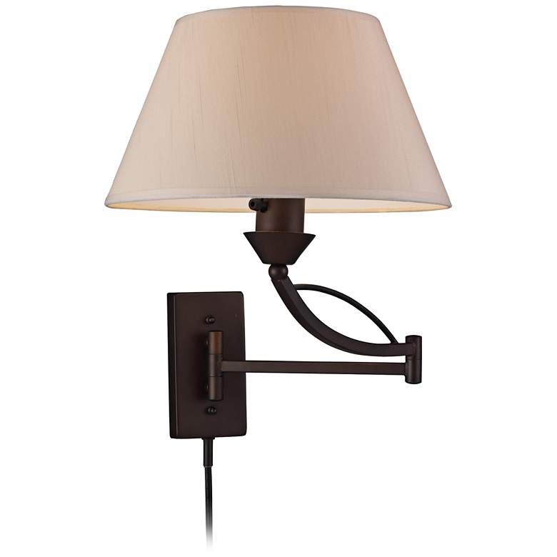 Image 2 Elysburg Aged Bronze Plug-In Swing Arm Wall Lamp
