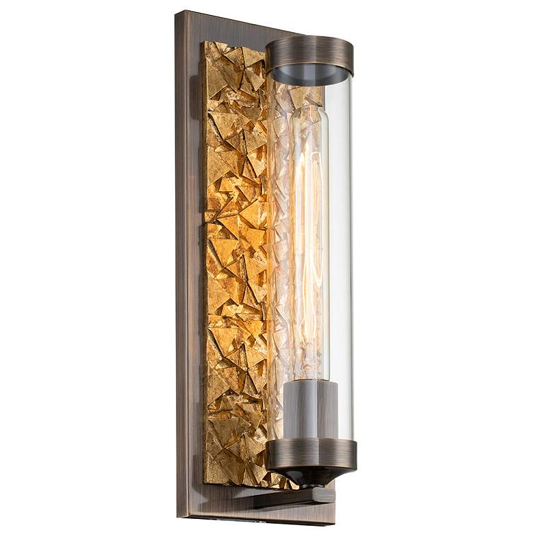 Image 1 Elysian 1 Light Sconce in Dark Bronze & Gold Leaf