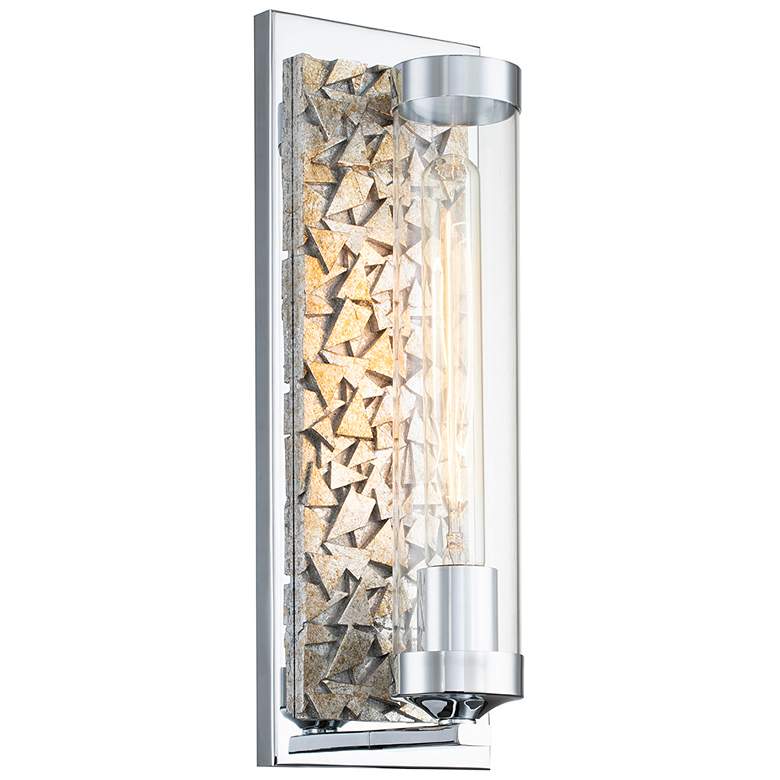 Image 1 Elysian 1 Light Sconce in Polished Chrome and Silver Leaf