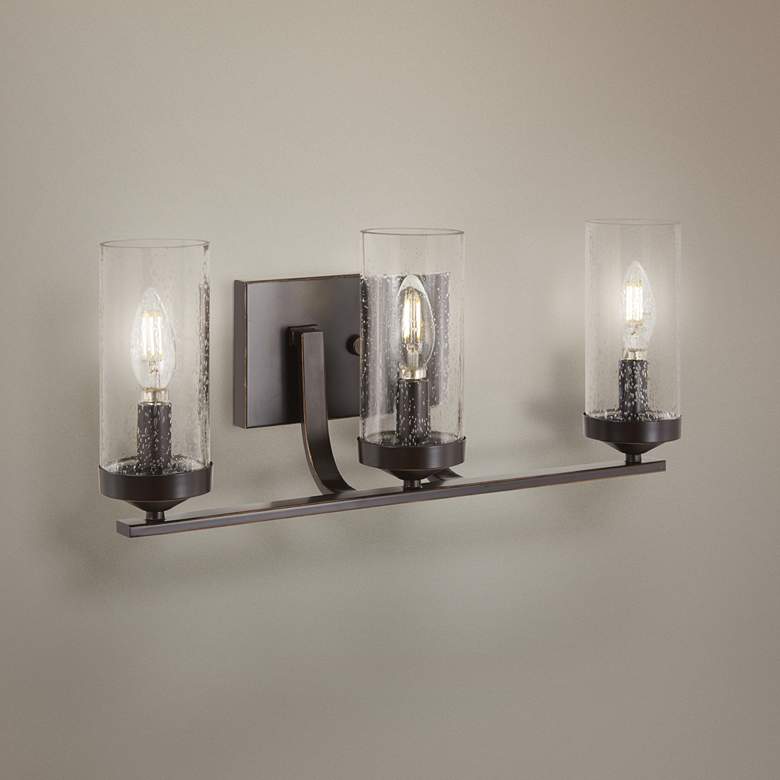 Image 1 Elyton 20 1/4 inch Wide Downtown Bronze 3-Light Bath Light