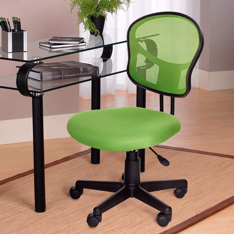 Image 1 EM Green Mesh Adjustable Swivel Task Chair
