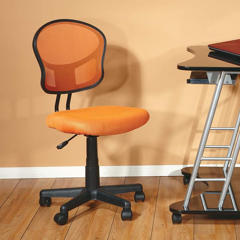 Image 1 EM Orange Mesh Adjustable Swivel Task Chair