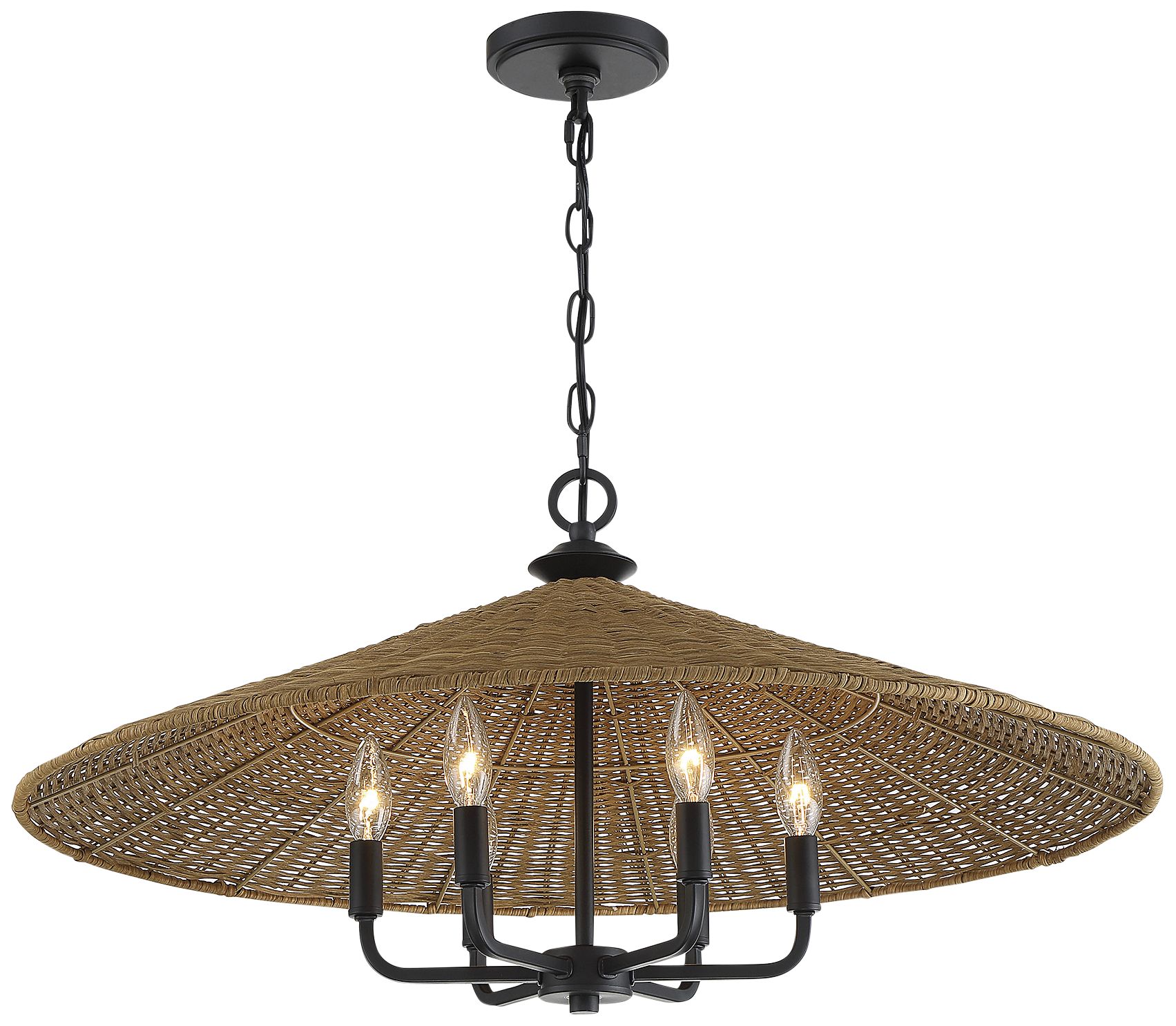 Image 5 Eman 6-Light Pendant in Matte Black with Dark Rattan more views