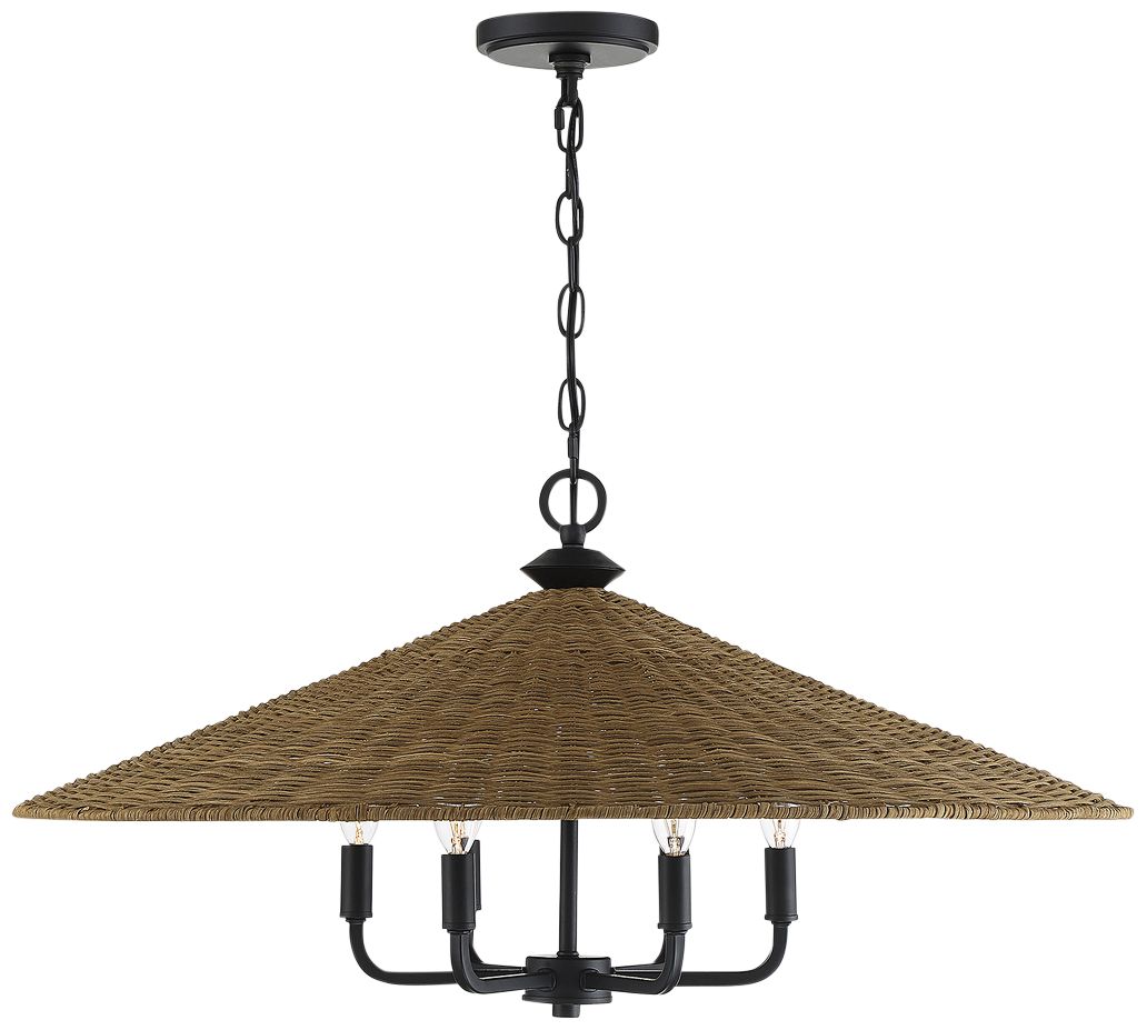 Image 7 Eman 6-Light Pendant in Matte Black with Dark Rattan more views