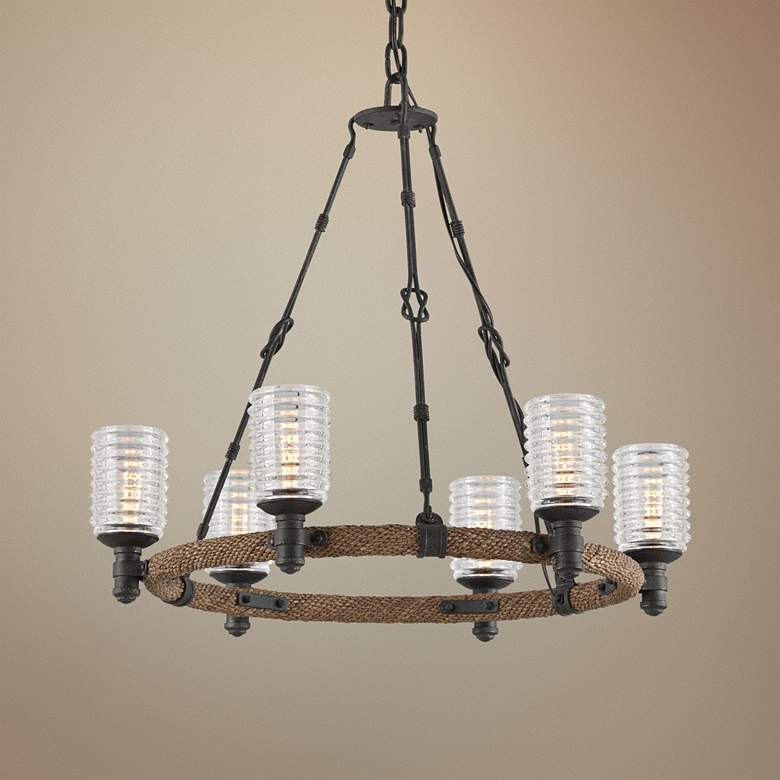 Image 1 Embarcadero 25 1/4 inch Wide Shipyard Bronze Chandelier