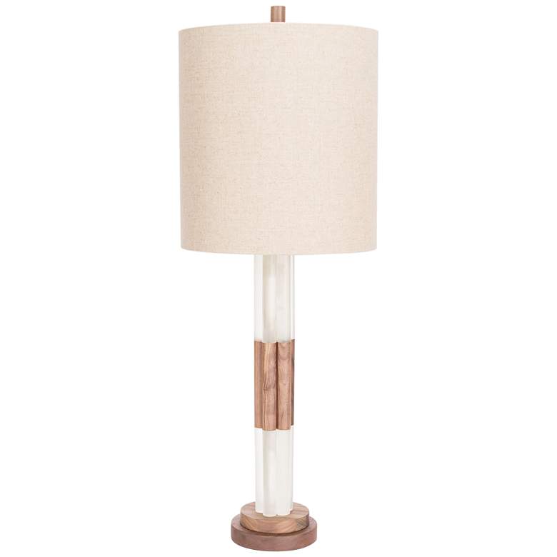 Image 1 Embarcadero Natural Walnut and Clear Frosted Table Lamp