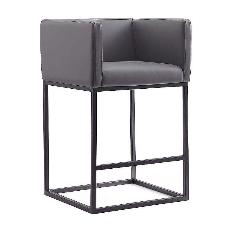 Image 1 Embassy 34" Grey & Black Metal Counter Height Bar Stool