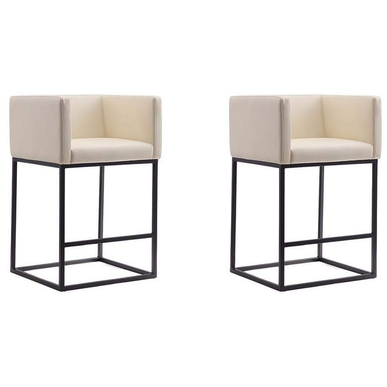 Image 1 Embassy Counter Stool in Cream and Black (Set of 2)