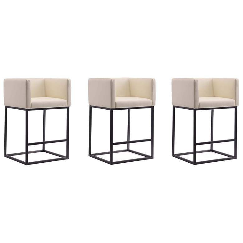 Image 1 Embassy Counter Stool in Cream and Black (Set of 3)