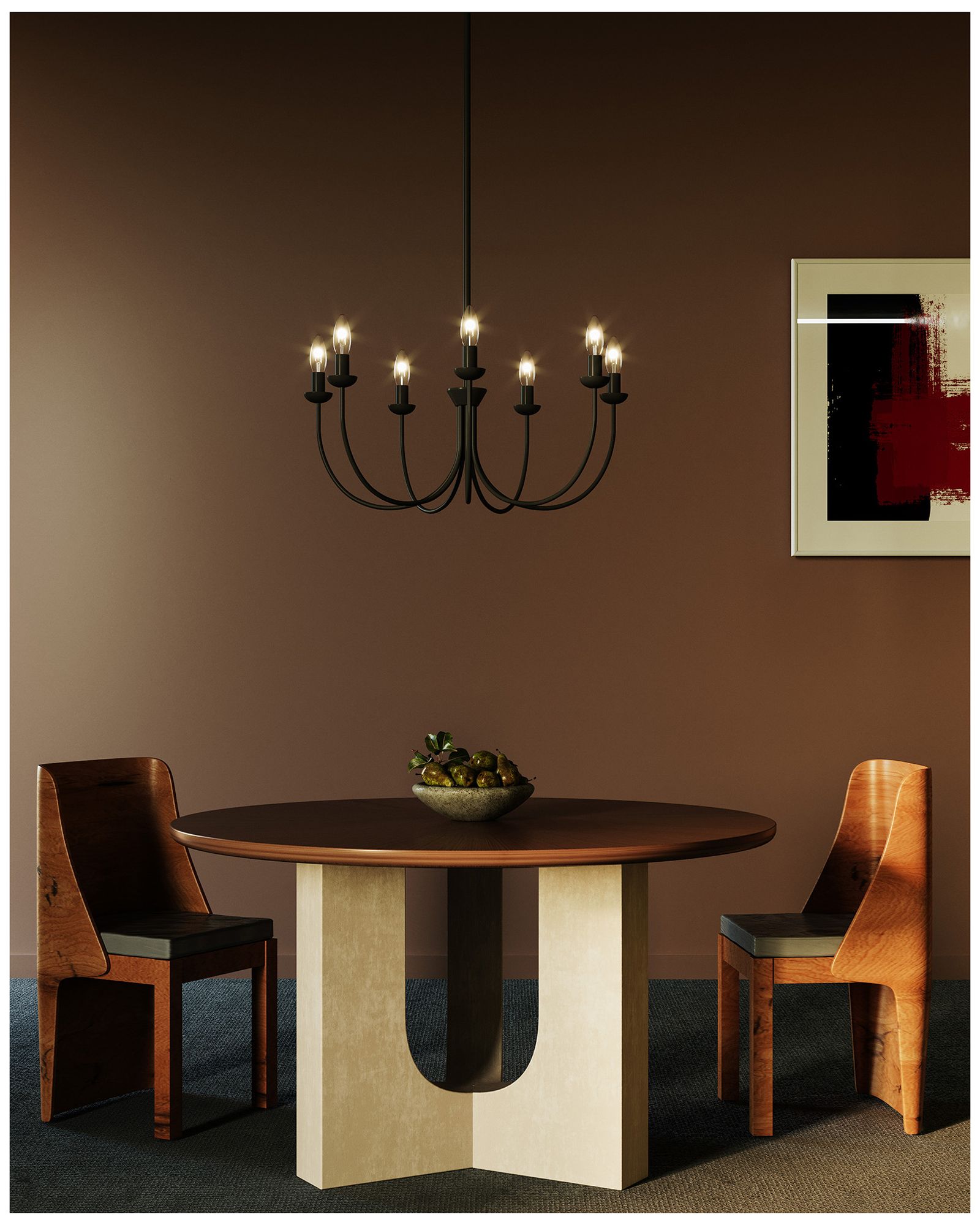 Ember 26-in Matte Black Chandelier