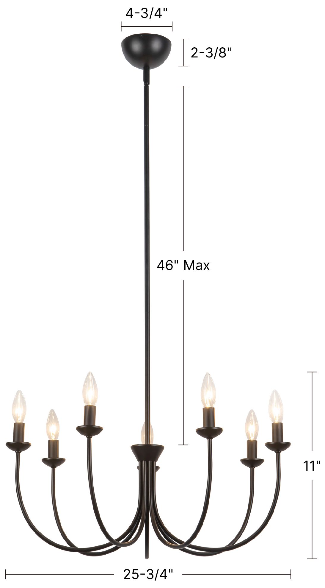 Ember 26-in Matte Black Chandelier