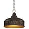 Embossed Faux Leather 15" Wide Benson Bronze Pendant