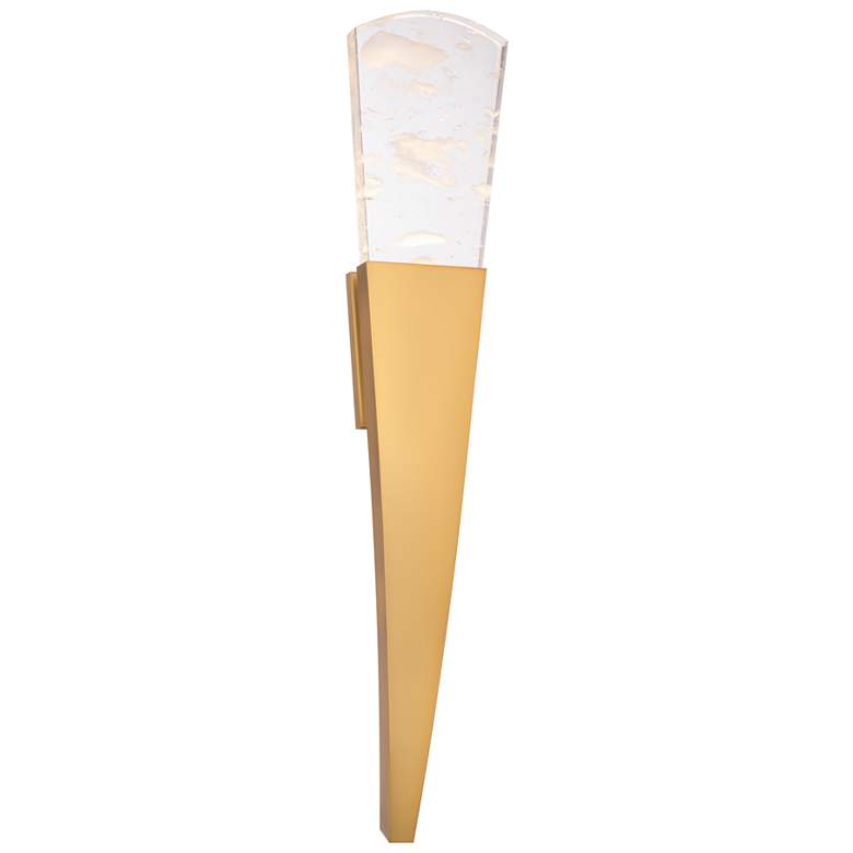 Image 1 Embrace 34"H x 6.5"W 1-Light Crystal Wall Sconce in Aged Brass