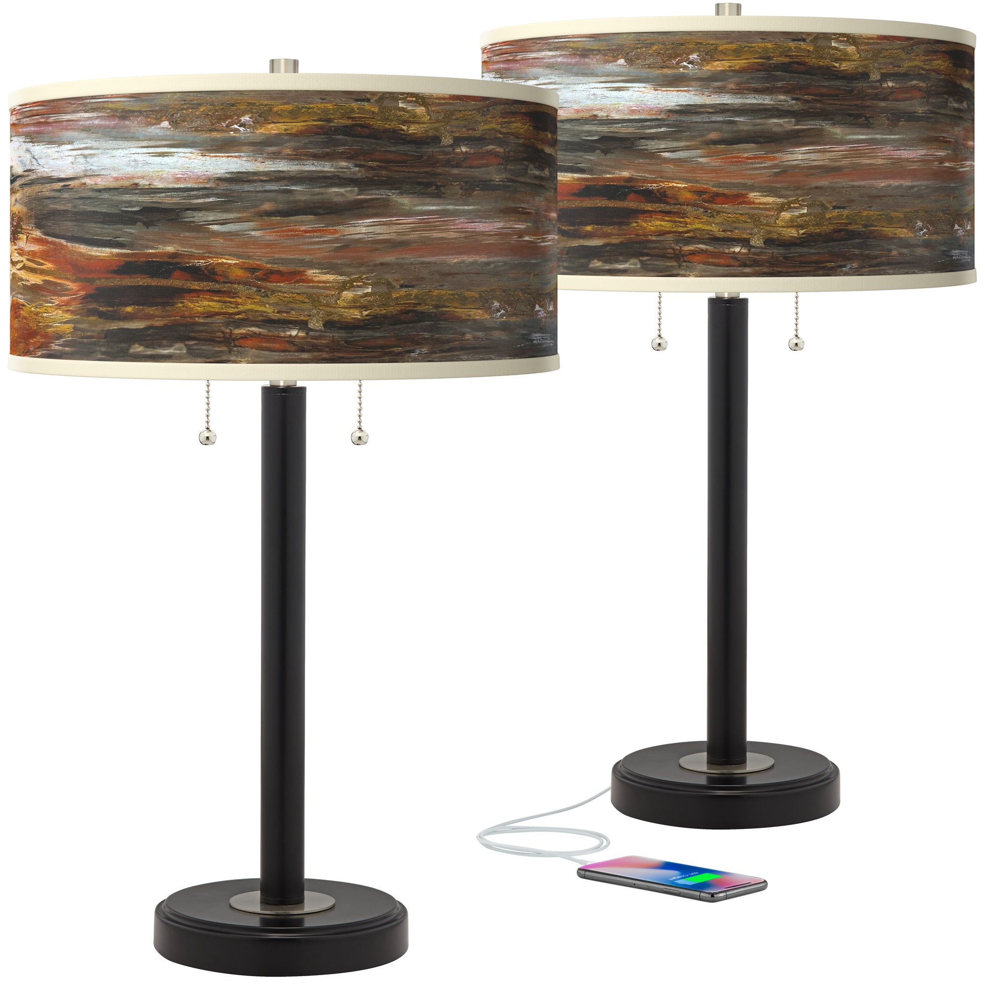 Image Embracing Change Arturo Black Bronze USB Table Lamps Set of 2