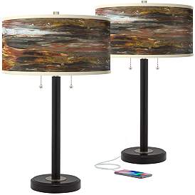 Image1 of Embracing Change Arturo Black Bronze USB Table Lamps Set of 2