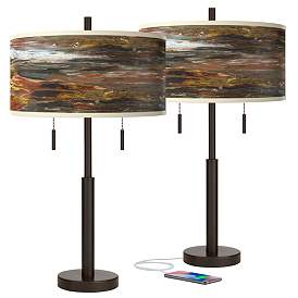 Image1 of Embracing Change Robbie Bronze USB Table Lamps Set of 2