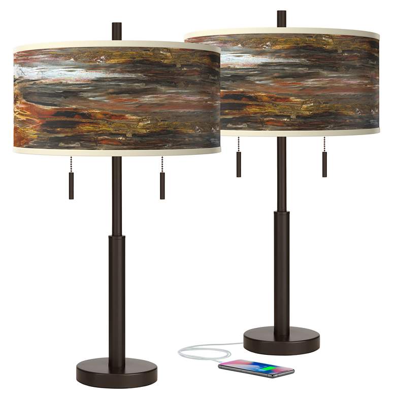 Image 1 Embracing Change Robbie Bronze USB Table Lamps Set of 2
