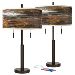 Embracing Change Robbie Bronze USB Table Lamps Set of 2