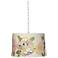 Embroidered Calico 16" Wide Brushed Steel Shaded Pendant
