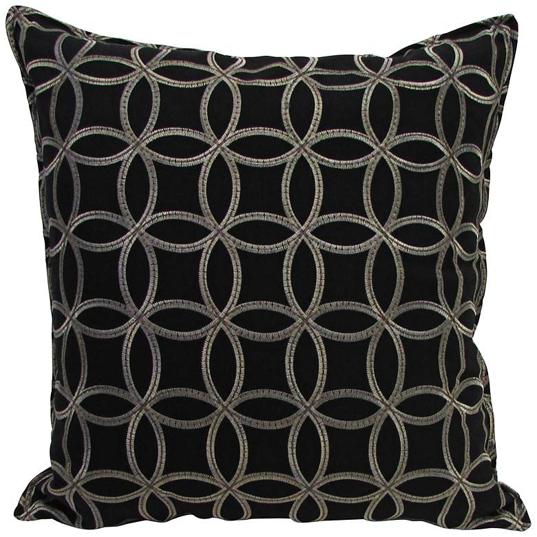 Image 1 Embroidered Circles Black 18 inch Square Throw Pillow