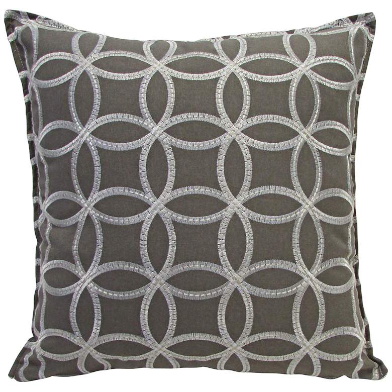 Image 1 Embroidered Circles Pebble 18 inch Square Throw Pillow