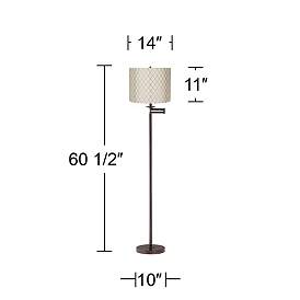 Image3 of Embroidered Hourglass Bronze Swing Arm Floor Lamp more views