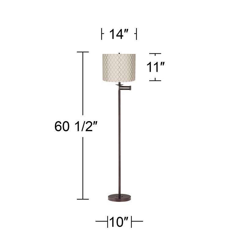 Image 3 Embroidered Hourglass Bronze Swing Arm Floor Lamp more views