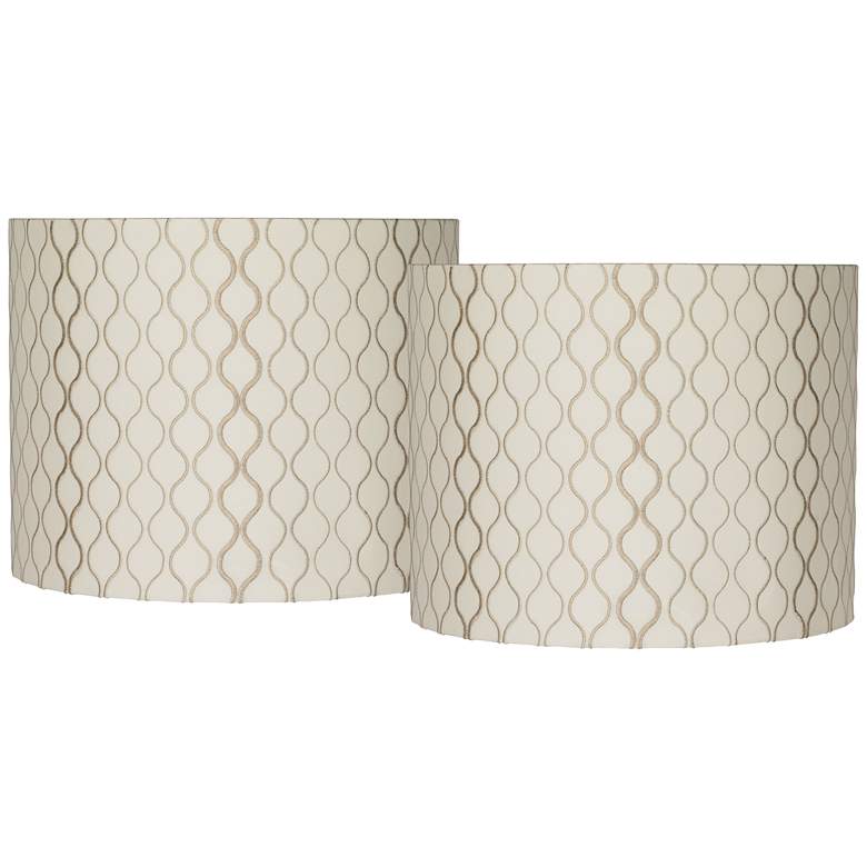 Image 1 Embroidered Hourglass Set of 2 Drum Shades 14x14x11 (Spider)