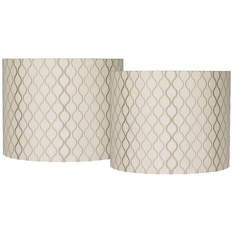 Image 1 Embroidered Hourglass Set of 2 Drum Shades 14x14x11 (Spider)