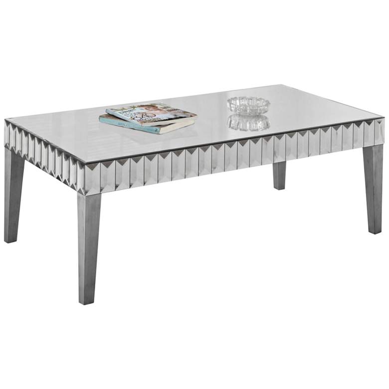Image 1 Emerald 48 inch Wide Brushed Silver and Mirrored Coffee Table