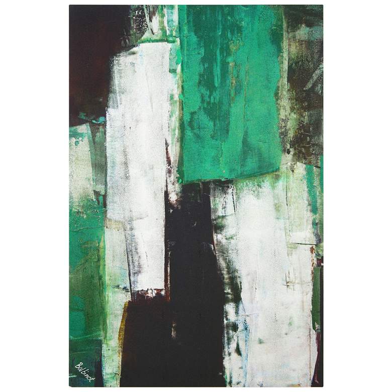Image 1 Emerald Abstraction" Rendered on Silver Shagreen Wrapped Canvas Wall A