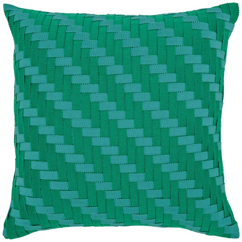 Image 1 Emerald Basketweave 20 inch Square Indoor-Outdoor Pillow