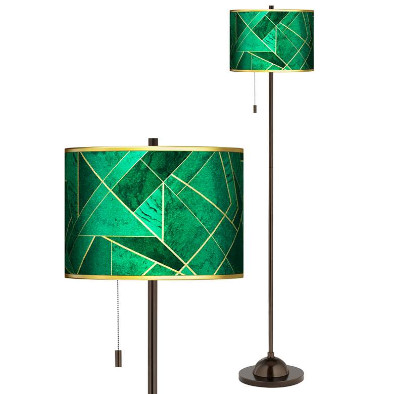 Image 1 Emerald City Gold Metallic Giclee Glow Bronze Club Floor Lamp