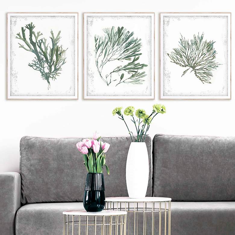 Image 1 Emerald Coral I 22" High 3-Piece Giclee Framed Wall Art Set