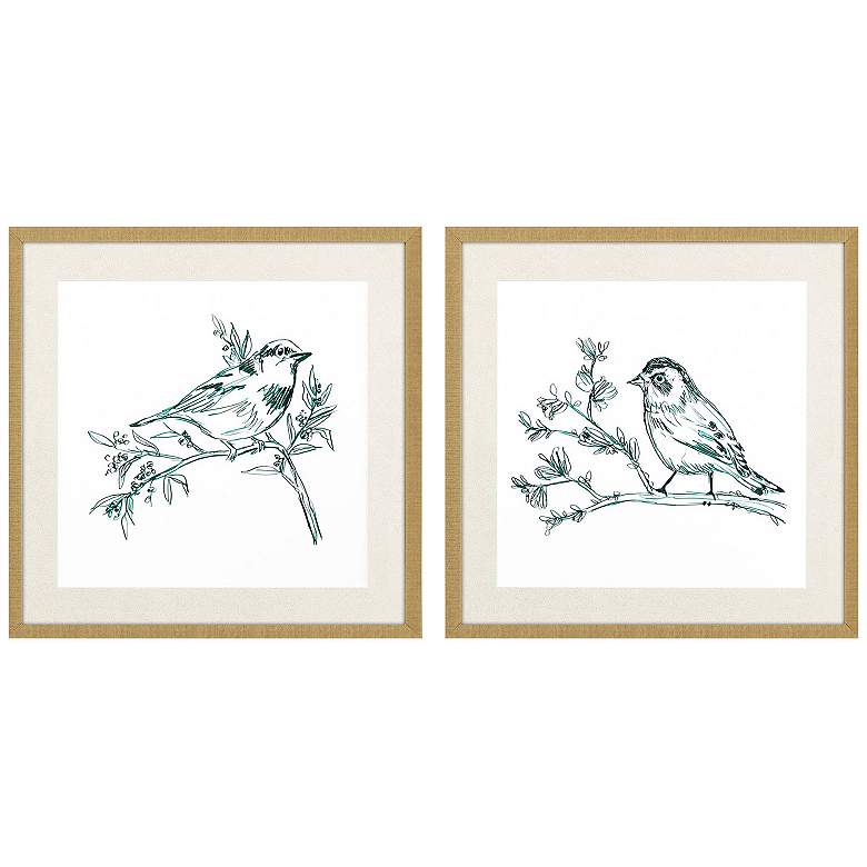 Image 1 Emerald Songbirds I 26"W x 26"H Framed Art Set of 2