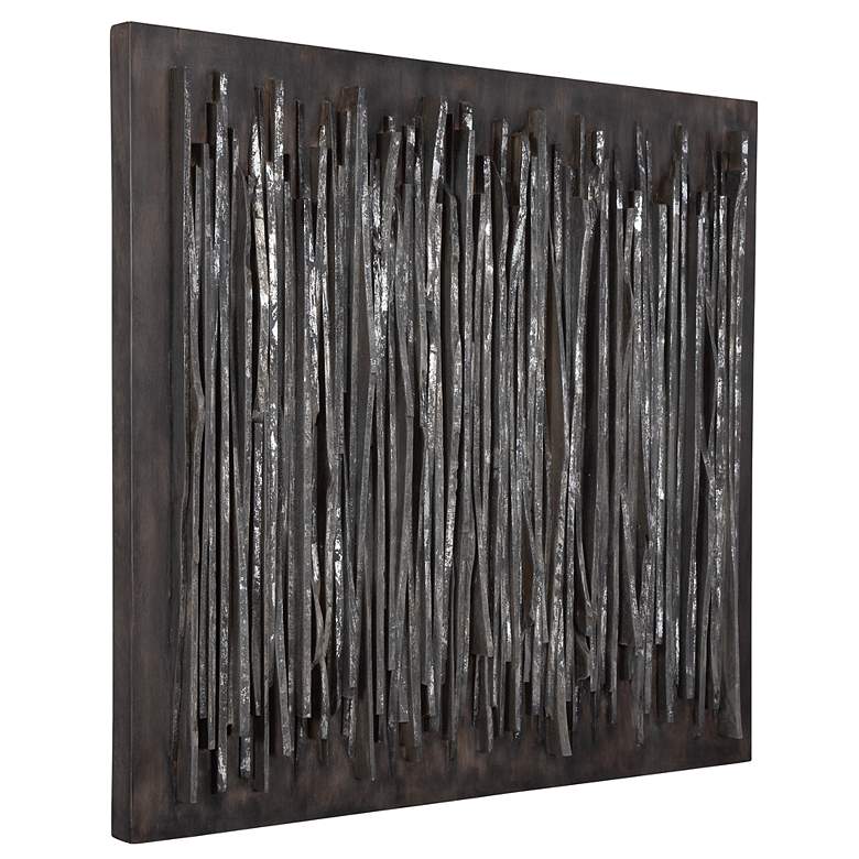 Image 2 Emerge 40" Square Fossil Gray Silver Leaf Wall Art more views