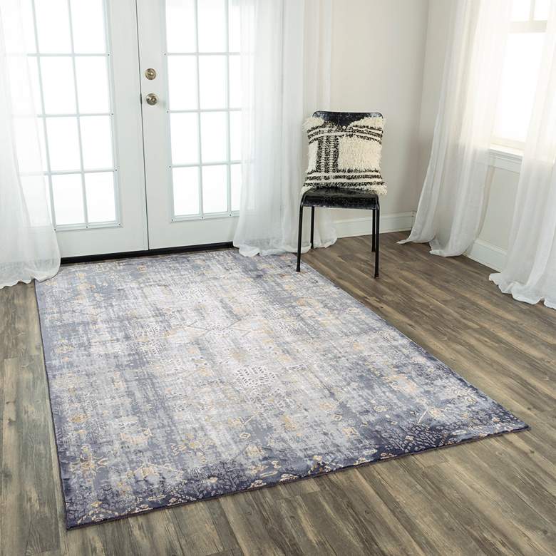 Image 1 Emerge EMG925 5'3"x7'6" Gold and Charcoal Diamond Area Ru
