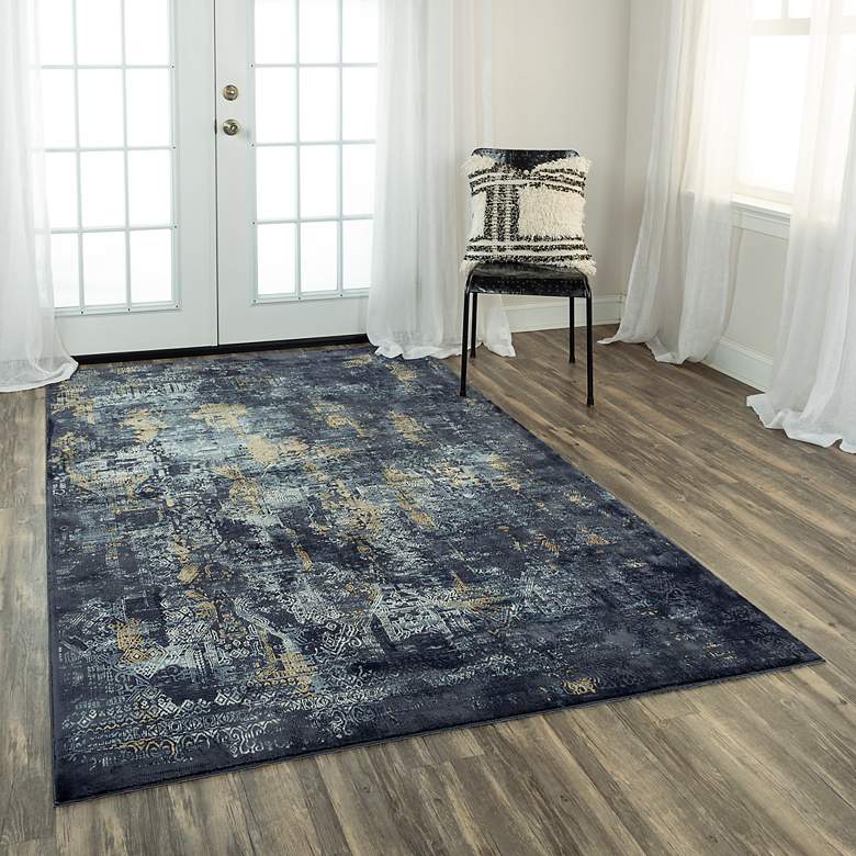 Image 1 Emerge EMG928 5'3"x7'6" Black and Gold Rectangular Area R
