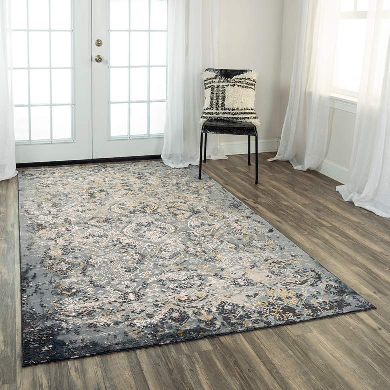 Image 1 Emerge EMG929 5'3"x7'6" Gray Medallion Rectangular Area R