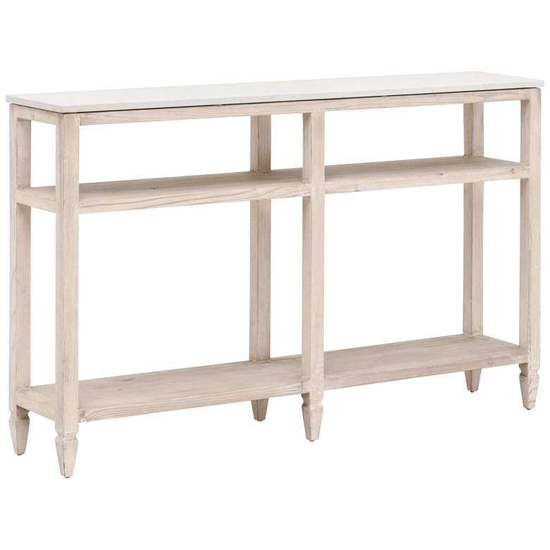 Image 1 Emerie 54 inchW White Quartz White-Washed Narrow Console Table